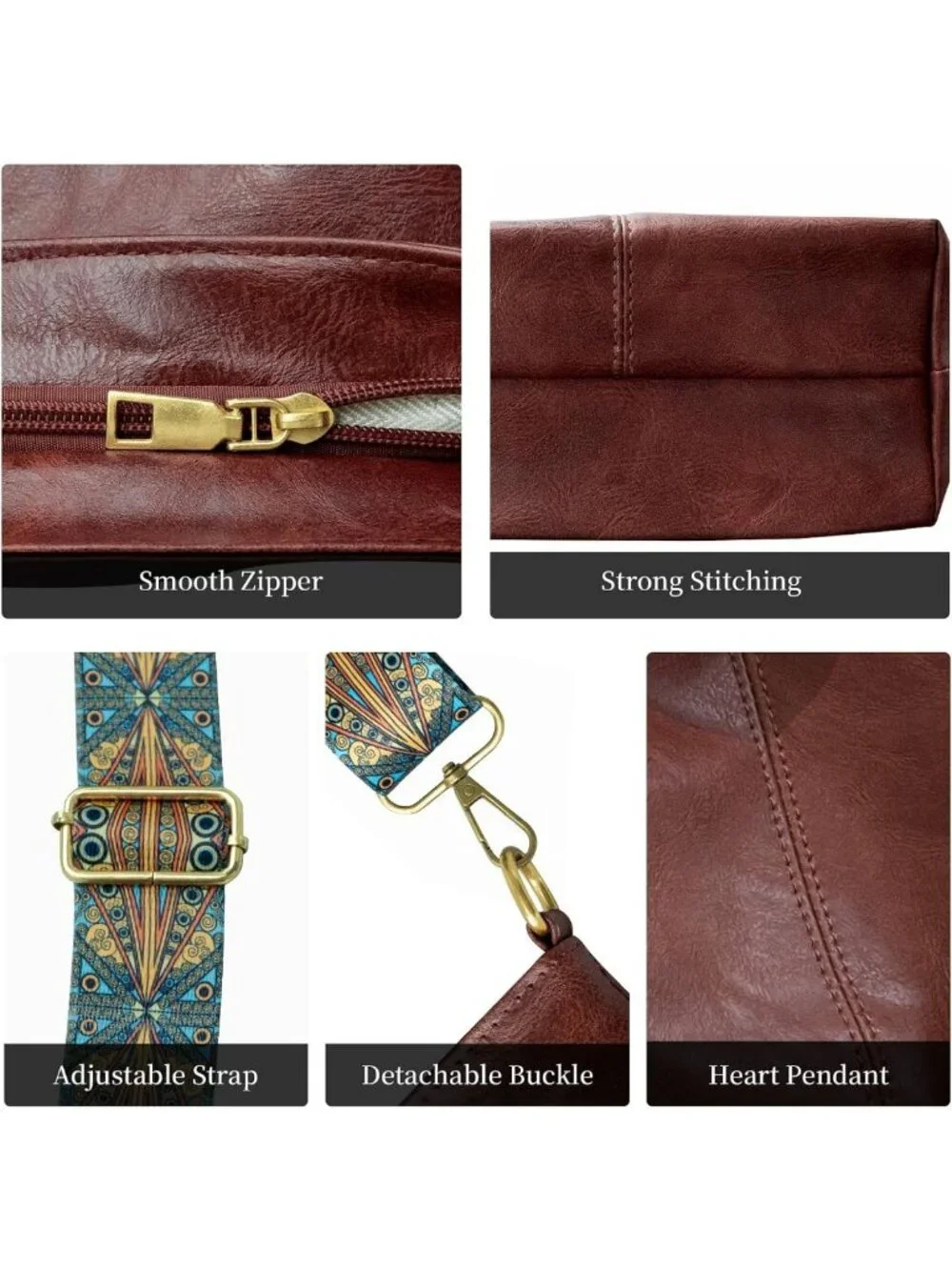 Stylish Vegan Leather Hobo Bag for Women - Crossbody, Guitar Strap, Boho Tote